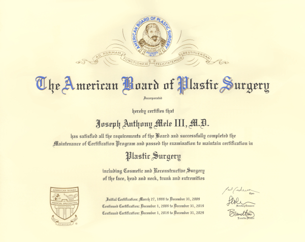 Board Certified by the American Board of Plastic Surgery