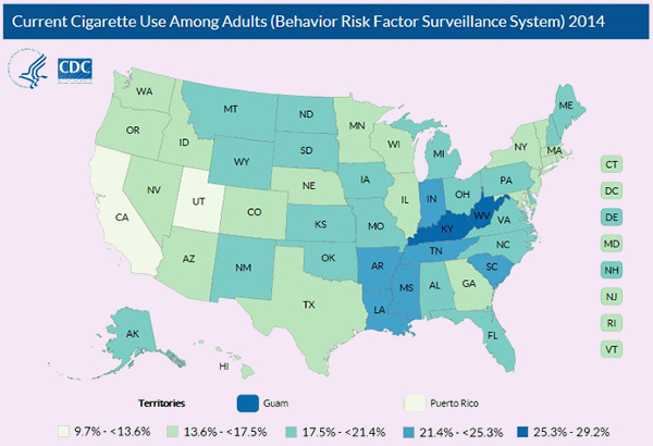 The most recent CDC data about smoking among US adults is from 2014, and we are moving in the right direction.