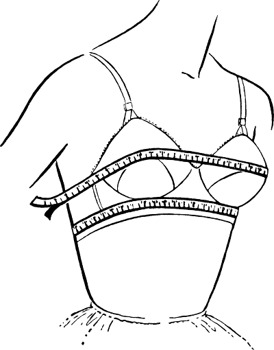 Measurements are made around and below the bust for bra fittings.