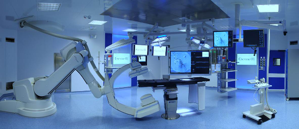 This is the operating room for cardiovascular surgery at Gemelli Hospital in Rome, Italy. This hospital operating room is specialized, provides a higher level of care and is very expensive and excessive for Breast Augmentation.