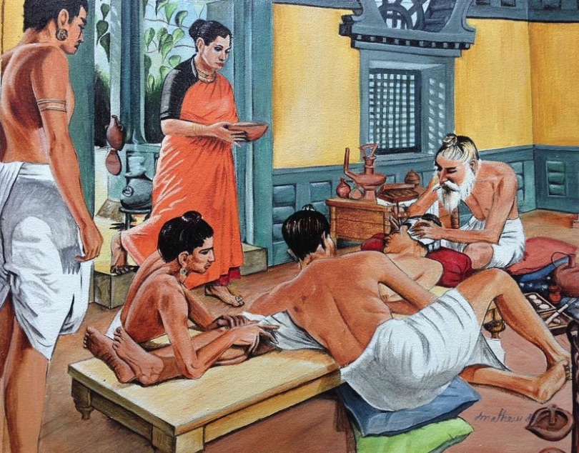 Sashruta operating on an ear