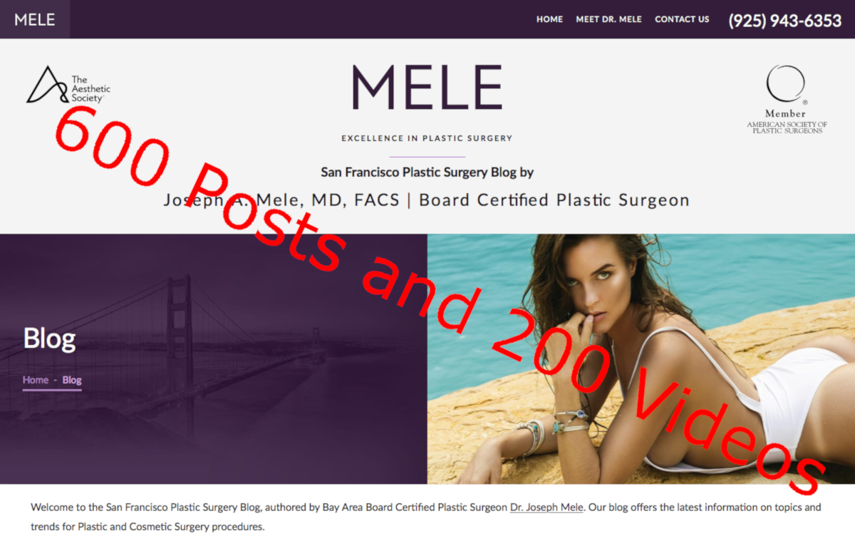 San Francisco Plastic Surgery Blog Reaches 600 posts and 200 Plastic Surgery Videos