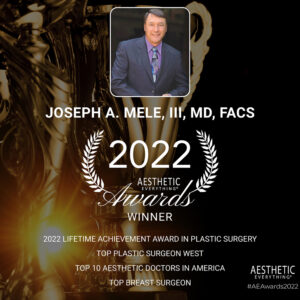 Joseph Mele wins the 2022 Aesthetic Everything Lifetime Achievement Award in Plastic Surgery