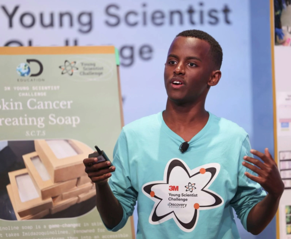 2023 Young Scientist Challenge Winner Heman Bekele. Photograph creditf 3M and Discovery Education.