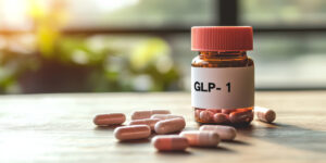 Medicine bottle labelled GLP-1